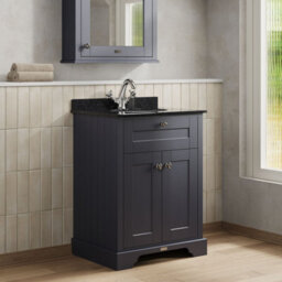 Hudson Reed Floor Standing Two Door Traditional Vanity Unit With 1 Tap Hole Black Marble Top & Basin In Twilight Blue, 620 X 470mm - thumbnail 4