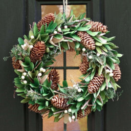 Dibor Vintage Style Forest Green Festive Decor Autumn-Winter Wreath Front Door Christmas Wreath 35Cm