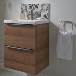 GoodHome Imandra Slimline Walnut Effect Wall-Mounted Bathroom Cabinet (H) 600mm (W) 500mm - thumbnail 8