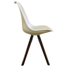 Fusion Living Soho Vanilla Plastic Dining Chair With Pyramid Dark Wood Legs - thumbnail 6