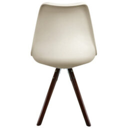 Fusion Living Soho Vanilla Plastic Dining Chair With Pyramid Dark Wood Legs - thumbnail 4