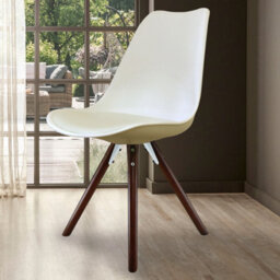 Fusion Living Soho Vanilla Plastic Dining Chair With Pyramid Dark Wood Legs - thumbnail 2