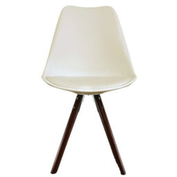 Fusion Living Soho Vanilla Plastic Dining Chair With Pyramid Dark Wood Legs - thumbnail 7