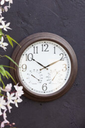 Primrose Outdoor Garden Wall Clock With Thermometer And Hygrometer Antique Brown 47Cm - thumbnail 2