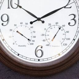 Primrose Outdoor Garden Wall Clock With Thermometer And Hygrometer Antique Brown 47Cm - thumbnail 4