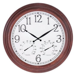 Primrose Outdoor Garden Wall Clock With Thermometer And Hygrometer Antique Brown 47Cm - thumbnail 5