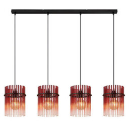 Luminosa Lighting Luminosa Gorley Bar Pendant Ceiling Light Matt Black Blackberry Glass Shade 4X E27 - thumbnail 3
