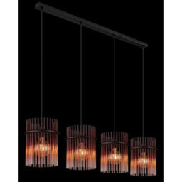 Luminosa Lighting Luminosa Gorley Bar Pendant Ceiling Light Matt Black Blackberry Glass Shade 4X E27 - thumbnail 4