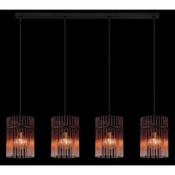 Luminosa Lighting Luminosa Gorley Bar Pendant Ceiling Light Matt Black Blackberry Glass Shade 4X E27 - thumbnail 5