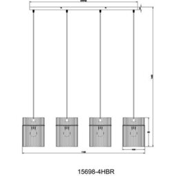 Luminosa Lighting Luminosa Gorley Bar Pendant Ceiling Light Matt Black Blackberry Glass Shade 4X E27 - thumbnail 8