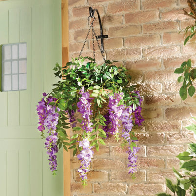 Gainsborough Artificial Flowers In Hanging Basket, Maintenance Free Ivy & Wisteria Faux Flowers, All Year Round Flowers - image 1