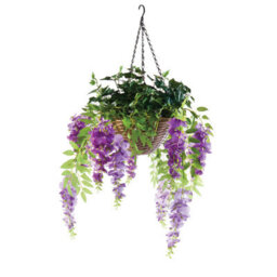 Gainsborough Artificial Flowers In Hanging Basket, Maintenance Free Ivy & Wisteria Faux Flowers, All Year Round Flowers - thumbnail 2