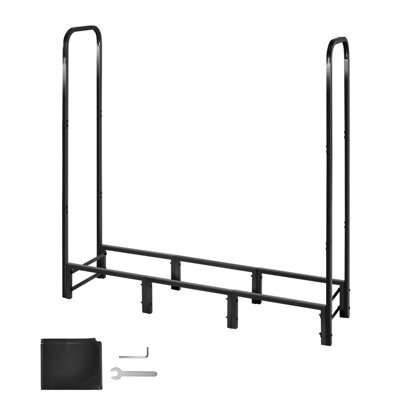 Vevor Firewood Rack With Waterproof Cover, 4 Ft Outdoor Firewood Holder, 1/4 Cord Storage Metal Log Holder, Top Covered - image 1