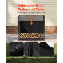 Vevor Firewood Rack With Waterproof Cover, 4 Ft Outdoor Firewood Holder, 1/4 Cord Storage Metal Log Holder, Top Covered - thumbnail 4
