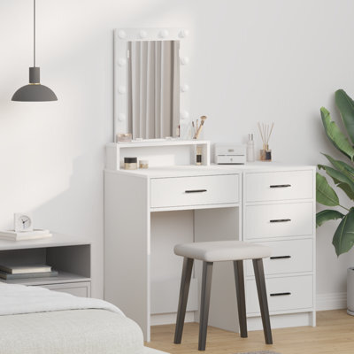 Walplus Dressing Table With Led Lights White 50X41X140 Cm - image 1