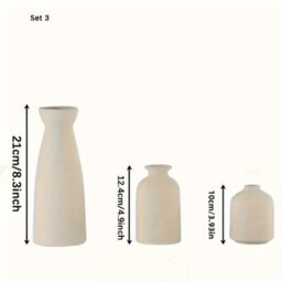 White Ceramic Vase Set Of 3 , Rustic And Modern Farmhouse Home Decor - thumbnail 2