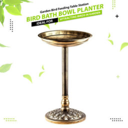 Stone Effect Plastic Pedestal Bird Bath Feeder Outdoor - thumbnail 3