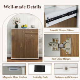 Gainoom Kitchen Natural Sideboard Buffet Cabinet Coffee Bar Cabinet W/ 2 Drawers - thumbnail 6