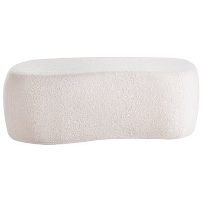 Wyld And Coco Casanova Off-White Boucle Pouffe Bench W115 X D56 X H43Cm - image 1