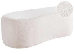 Wyld And Coco Casanova Off-White Boucle Pouffe Bench W115 X D56 X H43Cm - thumbnail 3