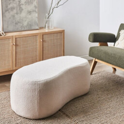 Wyld And Coco Casanova Off-White Boucle Pouffe Bench W115 X D56 X H43Cm - thumbnail 2