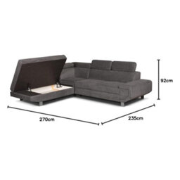 Rac3 Corner Sofa Bed With Storage - Premium Fabric, Grey (Right Arm) - thumbnail 7