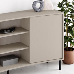 Fwstyle Frem 2 Door Curved Large Sideboard Sandstone Open Shelf (H) 81 (W) 150 (D) 40Cm - thumbnail 3