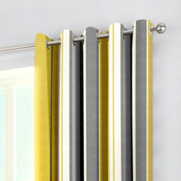 Fusion Whitworth Stripe Mustard Fully Lined 100% Cotton Eyelet Curtains - thumbnail 2