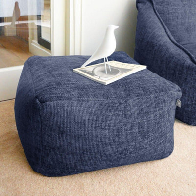 rucomfy Beanbags Rucomfy Indoor Bean Bag Ottoman - Marine Blue Weave Pouffe Footstool - image 1