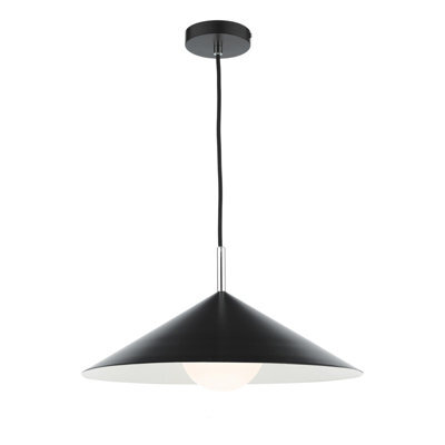 The Lighting Studio Apex 1 Light Single Pendant Matt Black Polished Chrome - image 1