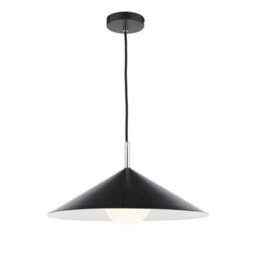 DAR Apex 1 Light Single Pendant Matt Black Polished Chrome