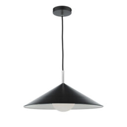 The Lighting Studio Apex 1 Light Single Pendant Matt Black Polished Chrome - thumbnail 2