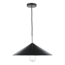 The Lighting Studio Apex 1 Light Single Pendant Matt Black Polished Chrome - thumbnail 5