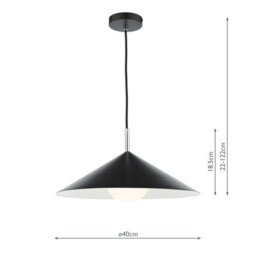 The Lighting Studio Apex 1 Light Single Pendant Matt Black Polished Chrome - thumbnail 9