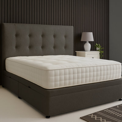 Urban Textures - Eden Ottoman Bed Rounded Headboard Side Lift: Boucle Grey - image 1