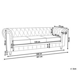 Beliani Sofa 3 Seater Chesterfield Velvet Pink - thumbnail 3