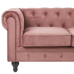 Beliani Sofa 3 Seater Chesterfield Velvet Pink - thumbnail 6