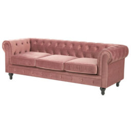 Beliani Sofa 3 Seater Chesterfield Velvet Pink - thumbnail 4