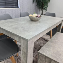 Kosy Koala Stone Grey Effect Dining Table With Bench And 4 Grey Plastic Chairs Dining Room Furniture Set - thumbnail 2