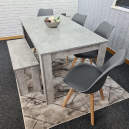 Kosy Koala Stone Grey Effect Dining Table With Bench And 4 Grey Plastic Chairs Dining Room Furniture Set - thumbnail 8