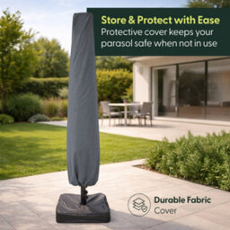 Keplin Double Garden Parasol With Base And Cover 4.5X2.7M, 12 Steel Ribs, 180Gsm Crank Handle, Polyester Canopy, Grey - thumbnail 9