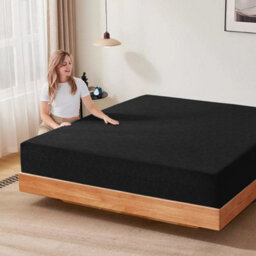 Ameha Jersey Fitted Sheets King Size Extra Deep 30Cm Bed Sheets Anti Allergic Cotton Fitted Black Bedsheet 150 X 200 Cm - thumbnail 2