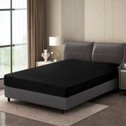 Ameha Jersey Fitted Sheets King Size Extra Deep 30Cm Bed Sheets Anti Allergic Cotton Fitted Black Bedsheet 150 X 200 Cm - thumbnail 3