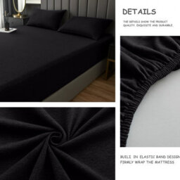 Ameha Jersey Fitted Sheets King Size Extra Deep 30Cm Bed Sheets Anti Allergic Cotton Fitted Black Bedsheet 150 X 200 Cm - thumbnail 8