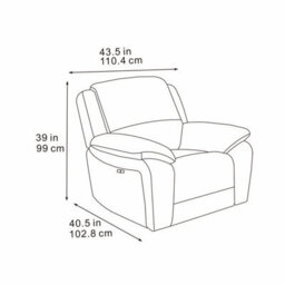 Xample Belagio Grey Fabric Power Recliner Armchair Usb-A & Usb-C Charging Ports Ergonomic Modern Lounge Chair White Glove Delivery - thumbnail 2