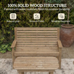 Outsunny 4 Seater Garden Furniture Sofa Set With Curved Seat, Natural Wood - thumbnail 5