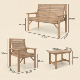 Outsunny 4 Seater Garden Furniture Sofa Set With Curved Seat, Natural Wood - thumbnail 3