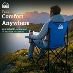Adventure Peaks Folding Camping Chair Fold Up Chair With Cup Holder & Carry Bag Heavy-Duty 600D Polyester Fabric Blue - thumbnail 9