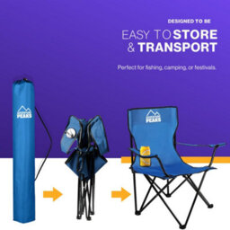 Adventure Peaks Folding Camping Chair Fold Up Chair With Cup Holder & Carry Bag Heavy-Duty 600D Polyester Fabric Blue - thumbnail 5