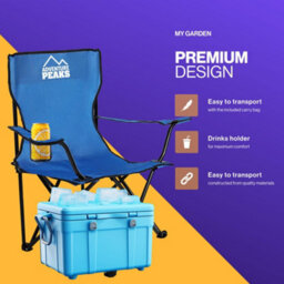 Adventure Peaks Folding Camping Chair Fold Up Chair With Cup Holder & Carry Bag Heavy-Duty 600D Polyester Fabric Blue - thumbnail 4